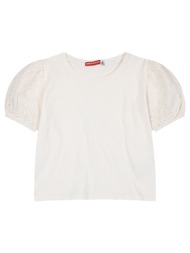 παιδική μπλούζα με φουσκωτά μακίκια κεντημένα για κορίτσι | κρεμ