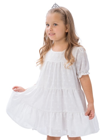 παιδικό πουά φόρεμα κρεπ για κορίτσι | εκρου