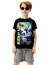 παιδικό σετ μακό 2 τεμάχια μπλούζα με τζην βερμούδα για αγόρι | γκρι τζην