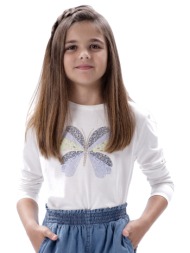 παιδικήμακρυμάνικη μπλούζα με τύπωμα για κορίτσι | εκρου