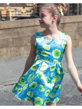 παιδικό αμάνικο εμπριμέ φόρεμα για κορίτσι | φλοραλ