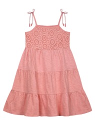 παιδικό αμάνικο φόρεμα με κεντημένες λεπτομέρειες για κορίτσι | flamingo pink