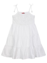 παιδικό αμάνικο φόρεμα με κεντημένες λεπτομέρειες για κορίτσι | λευκο