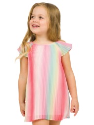 πλισέ σιφόν φόρεμα στα χρώματα ουράνιο τόξο για κορίτσι | φραουλα