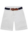 μονόχρωμη βερμούδα με ζώνη για αγόρι για επίσημες εμφανίσεις | λευκο