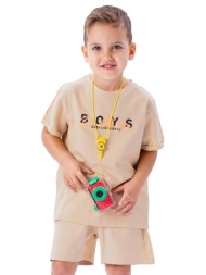 παιδικό σετ 2 τεμάχια αχνούδιαστο φούτερ με τύπωμα στην μπλούζα για αγόρι | βανιλια