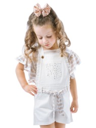 παιδικό σετ 2 τεμάχια με μπλούζα και σαλοπέτα για κορίτσι | εκρου