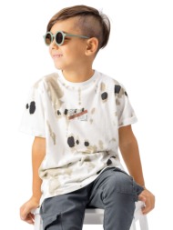 eμπριμέ μπλούζα με τύπωμα για αγόρι | εκρου