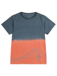 μακό κοντομάνικη μπλούζα δίχρωμη με τύπωμα για αγόρι | πορτοκαλι