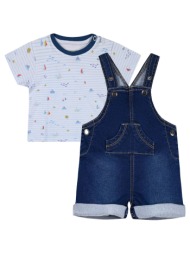 βρεφικό σετ 2 τεμάχια με μπλούζα και σαλοπέτα για αγόρι (3-18 μηνών) | μπλε τζην