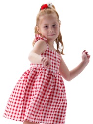 παιδικό αμάνικιο καρό φόρεμα για κορίτσι | κοκκινο