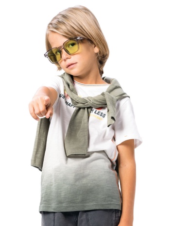 κοντομάνικη μπλούζα ντεγκραντέ με τύπωμα για αγόρι | εκρου