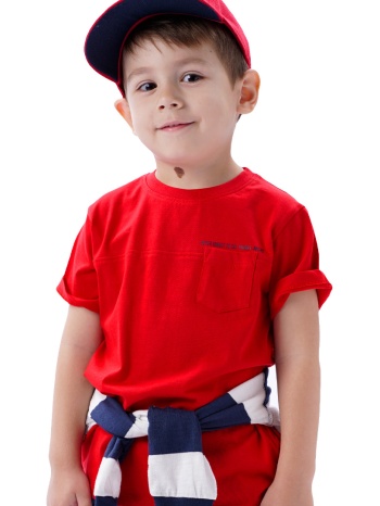 μακό κοντομάνικη μπλούζα με τύπωμα και τσέπη για αγόρι |