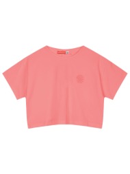 παιδική μπλούζα κροπ με κέντημα για κορίτσι | flamingo pink