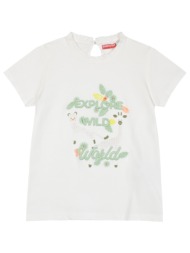 παιδική μπλούζα με τύπωμα και κέντημα για κορίτσι | εκρου