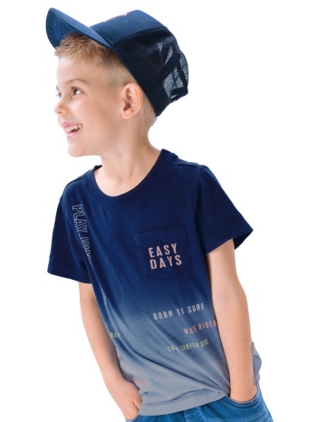 kοντομάνικη μπλούζα ντεγκραντέ και τυπώματα για αγόρι | μπλε