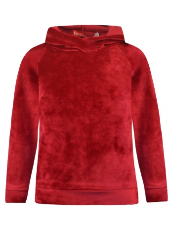 βελουτέ μπλούζα μονόχρωμη με κουκούλα για κορίτσι | κερασσι