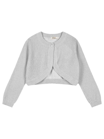 πλεκτό μπολερό με μεταλιζέ λούρεξ κλωστή για κορίτσι | ασημι