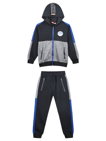 φόρμα φούτερ με ζακέτα με απαλό χνούδι εσωτερικά | μαυρο