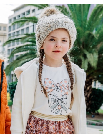 ζακέτα με επένδυση αρνάκι για κορίτσι | εκρου