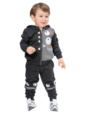 φόρμα φούτερ με ζακέτα για αγόρι | μαυρο