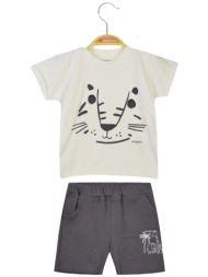 σετ μπλούζα με βερμούδα για βρεφικό αγόρι (0 - 18μηνών) | εκρου
