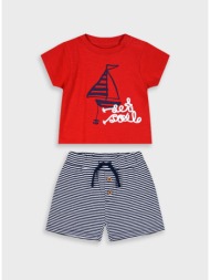 σετ μπλούζα και βερμούδα για βρεφικό αγόρι (3 - 24 μηνών) | κοκκινο