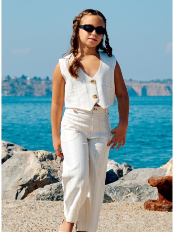 ριγέ παντελόνα για κορίτσι | κρεμ σε προσφορά