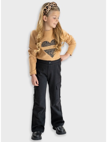 παντελόνι cargo flared | μαυρο