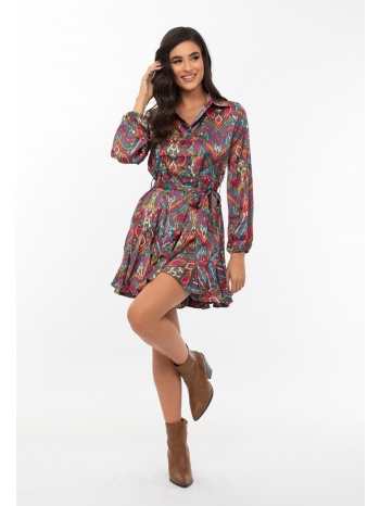 φορεμα κοντο με ζωνη και βολαν πρασινο πρασινο σε προσφορά