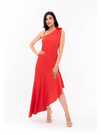 φορεμα μακρυ ασυμμετρο κοκκινο κοκκινο σε προσφορά