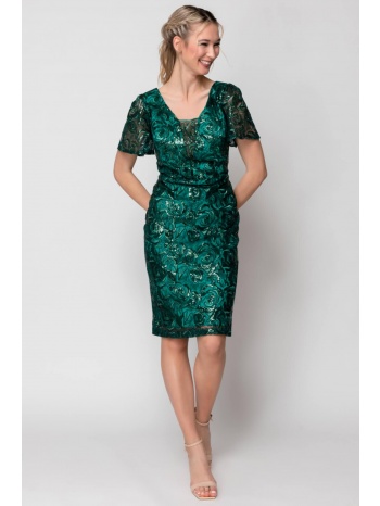 φορεμα plus size μιντι δαντελα με παγιετα πρασινο σε προσφορά