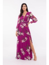 φορεμα μαξι floral με σκισιμο multicolor