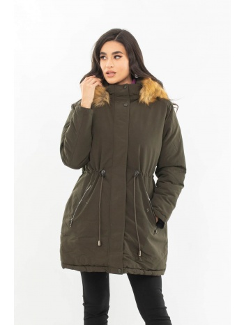 μπουφαν διπλης οψης με αποσπωμενη κουκουλα χακι χακι σε προσφορά