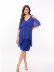 φορεμα plus size μινι μουσελινα μπλε ρουα μπλε ρουα