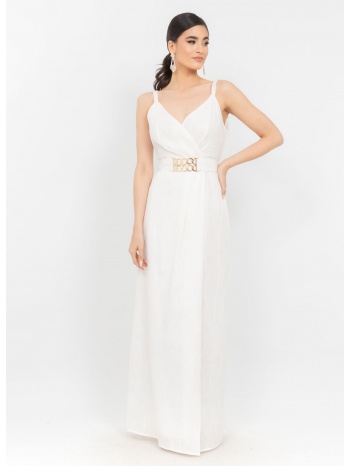 φορεμα μακρυ κρουαζε με ζωνη λευκο σε προσφορά