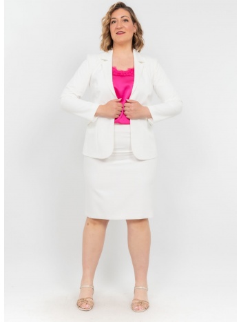 σακακι plus size κοντο λευκο λευκο σε προσφορά