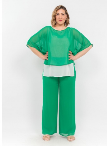 παντελονι plus size μουσελινα πρασινη πρασινο σε προσφορά