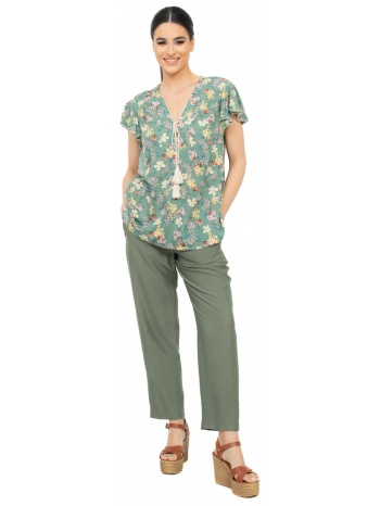 παντελονι με λαστιχο σε ανετη γραμμη χακι χακι σε προσφορά