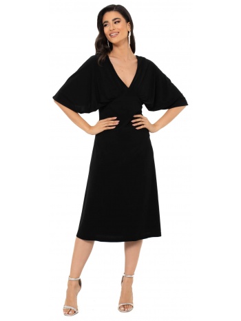φορεμα μιντι ελαστικο με νυχτεριδα μανικι μαυρο μαυρο σε προσφορά