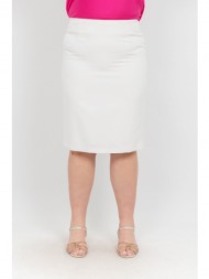 φουστα plus size ψηλομεση pencil λευκη λευκο