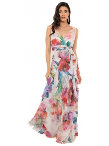 φορεμα μακρυ μουσελινα floral multicolor σε προσφορά