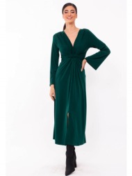 φορεμα με κομπο μακρυμανικο πρασινο πρασινο