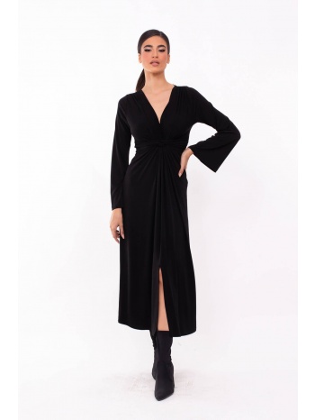 φορεμα με κομπο μακρυμανικο μαυρο μαυρο σε προσφορά