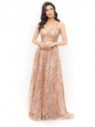 φορεμα plus size glitter παγιετα ροζ-χρυσο ροζ