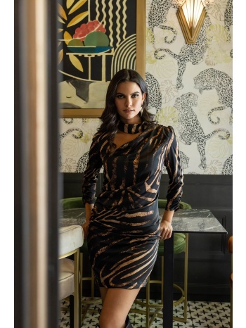 φορεμα κοντο σατεν με σουρα animal σε προσφορά