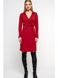 φορεμα ελαστικο μονοχρωμο κρουαζε κοκκινο κοκκινο