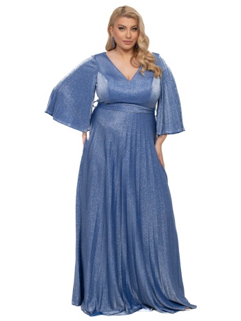 φορεμα plus size glossy μακρυ μπλε ρουα μπλε ρουα
