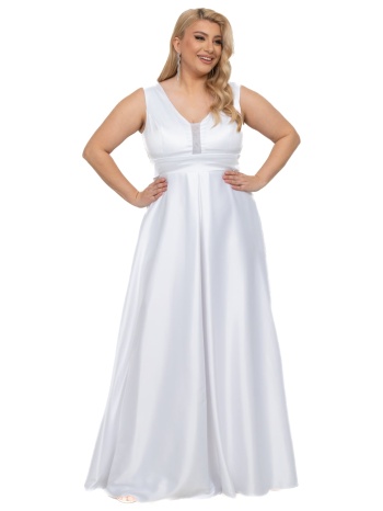 φορεμα plus size μακρυ σατεν λευκο λευκο