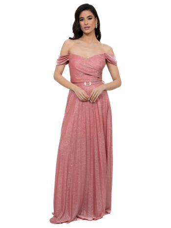 φορεμα μακρυ glossy πλισε σαπιο μηλο σε προσφορά